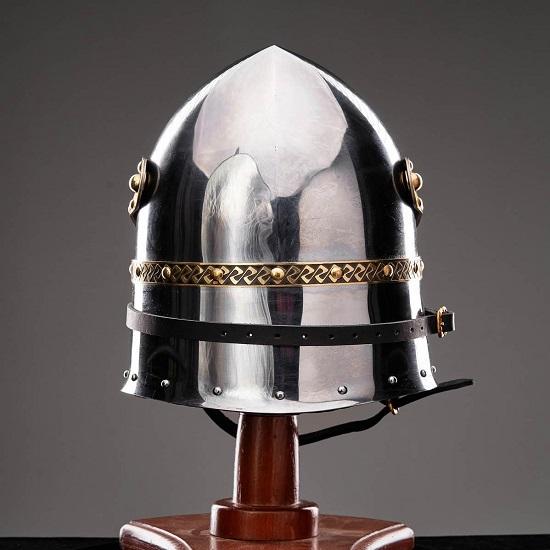 Medieval Crusader Great Knight Templar Helmet Steel and Brass Full Face Armor Handmade Gothic Helmet Cosplay LARP Ready