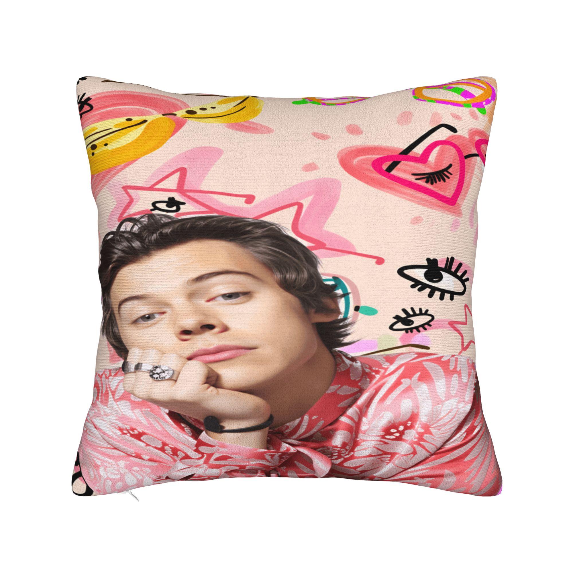 

Singer H-Harrys S-Styles Pillow Case Soft Pillow Cover For Sofa Car Home Decor Funny Cushion Cover 12x12Inch