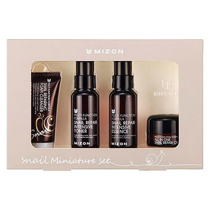 Mizon Snail Repair Line Miniature Travel Set – Cleanser, Toner, Essence & Cream, Korean
