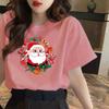 Women's short sleeved T-shirt with Christmas print pattern top