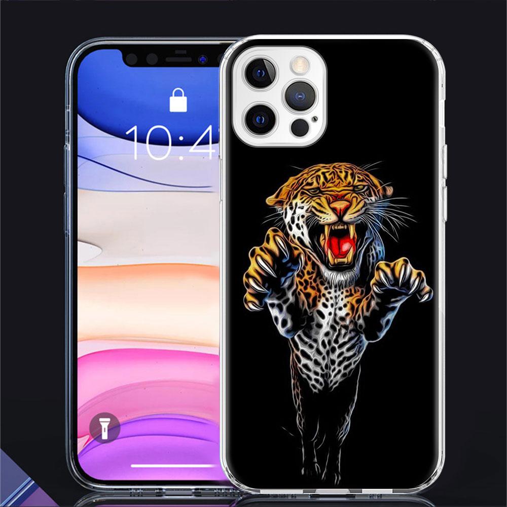 Tiger Tier Fall Für Apple iPhone 11 13 14 12 Pro 7 8 Plus XR X XS Max 6 6S 14Pro Klar Silikon Telefon Abdeckung Coque
