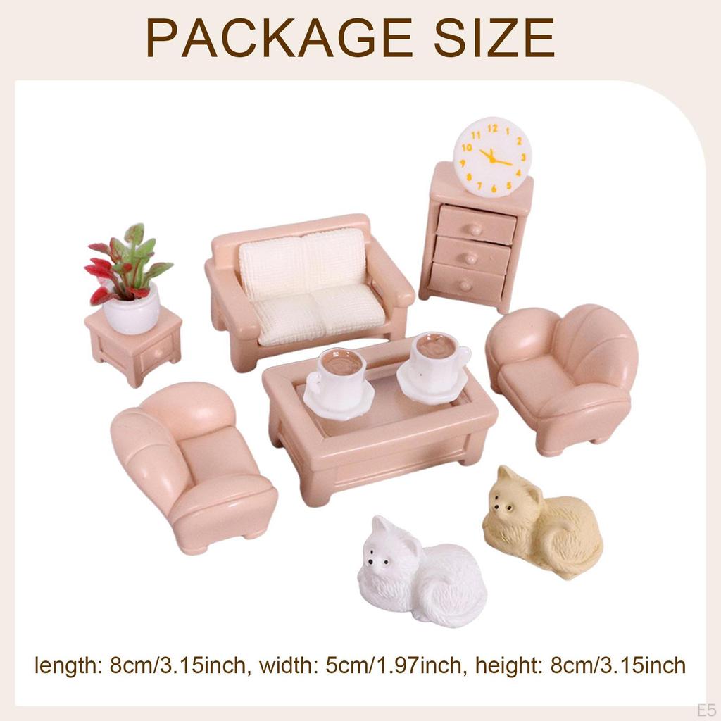 Dollhouse Furniture Set Hobby Crafts,Pretend Play Toy,Miniature Sofa Tea Table Toys for Girls