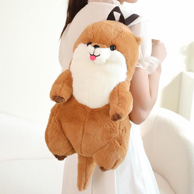 

Non-Toxic Simulation Otter Backpack Plush Toys Soft Stuffed Cartoon Doll Lutra Animal Toy Creative Gift For Children Kids Children 50cm
