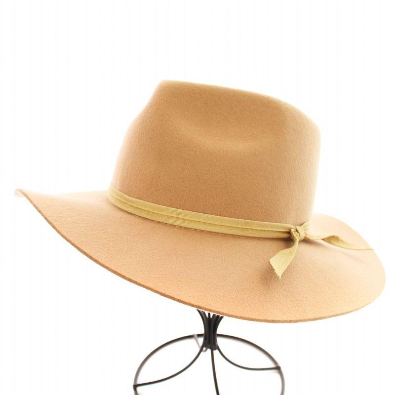 Used Lack of Color Lack of Color Folded Hat Hat Ribbon Wool S 55cm Pink Beige /KU OF