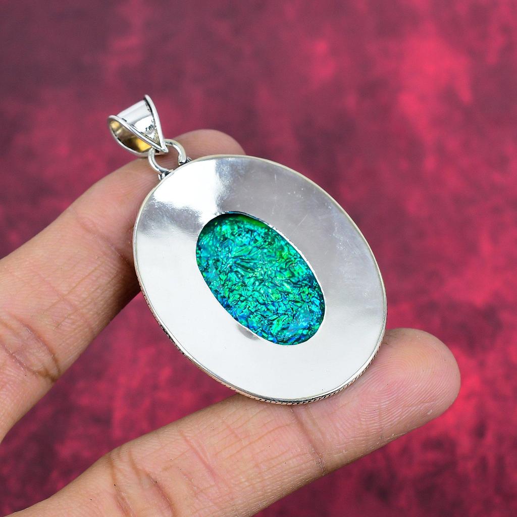 Grüner australischer Doublet-Opal 925 massiv Sterlingsilber Anhänger, handgefertigter Edelsteinanhänger Schmuck, Geschenke für Ehefrau brandneuer Anhänger