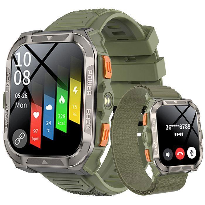 Montre Connectée Homme Femme Blackview W80 Pro Smartwatch Bluetooth 900mAh,1.91" 100 Sports Mode Avec LED Lamp,GPS - Vert