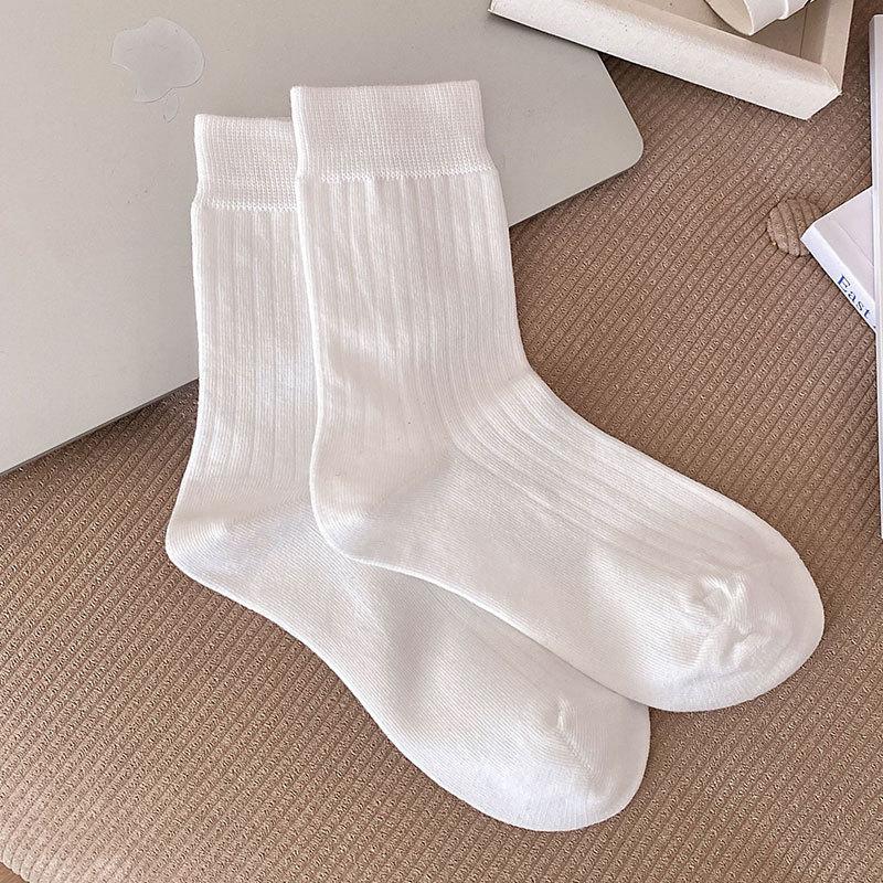 

Boneless Socks for Women, Solid-colored Cotton Pile Socks for Spring and Autumn, Vertical Striped Versatile Socks for Autumn and Winter 1 pair білий