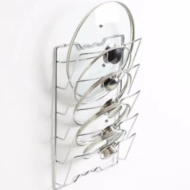 For Kitchen Organizer Rack Wall Hanging Pot Cover Rack Five-Layer Pot Lid Metal Rust-Free Multifunctional Rack Pot Lid серебряный 3380₽