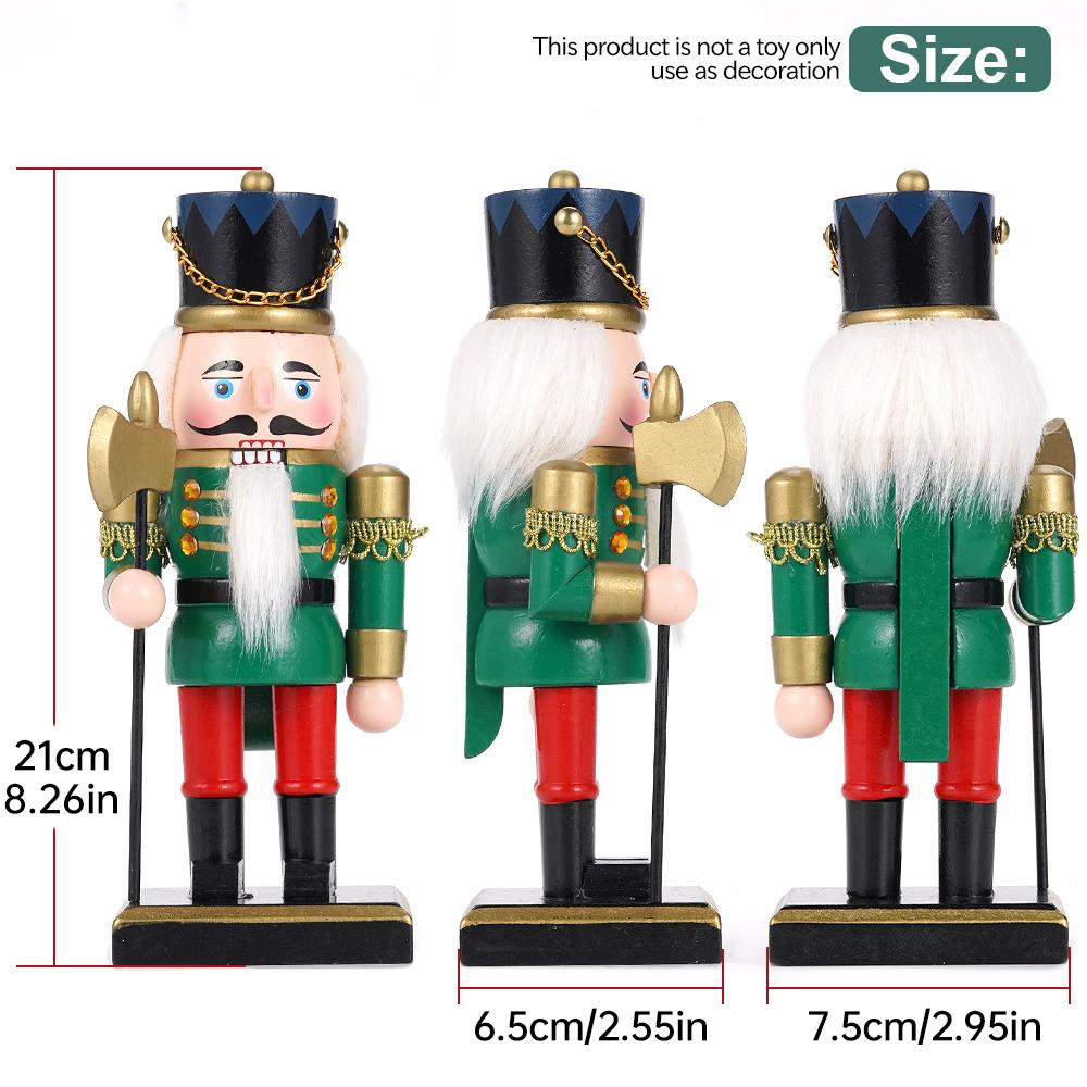 20cm Nutcracker Miniature Cute Wooden Nutcracker Puppet Ornaments Cartoons Walnuts Soldiers Home Desktop Christmas Decoration