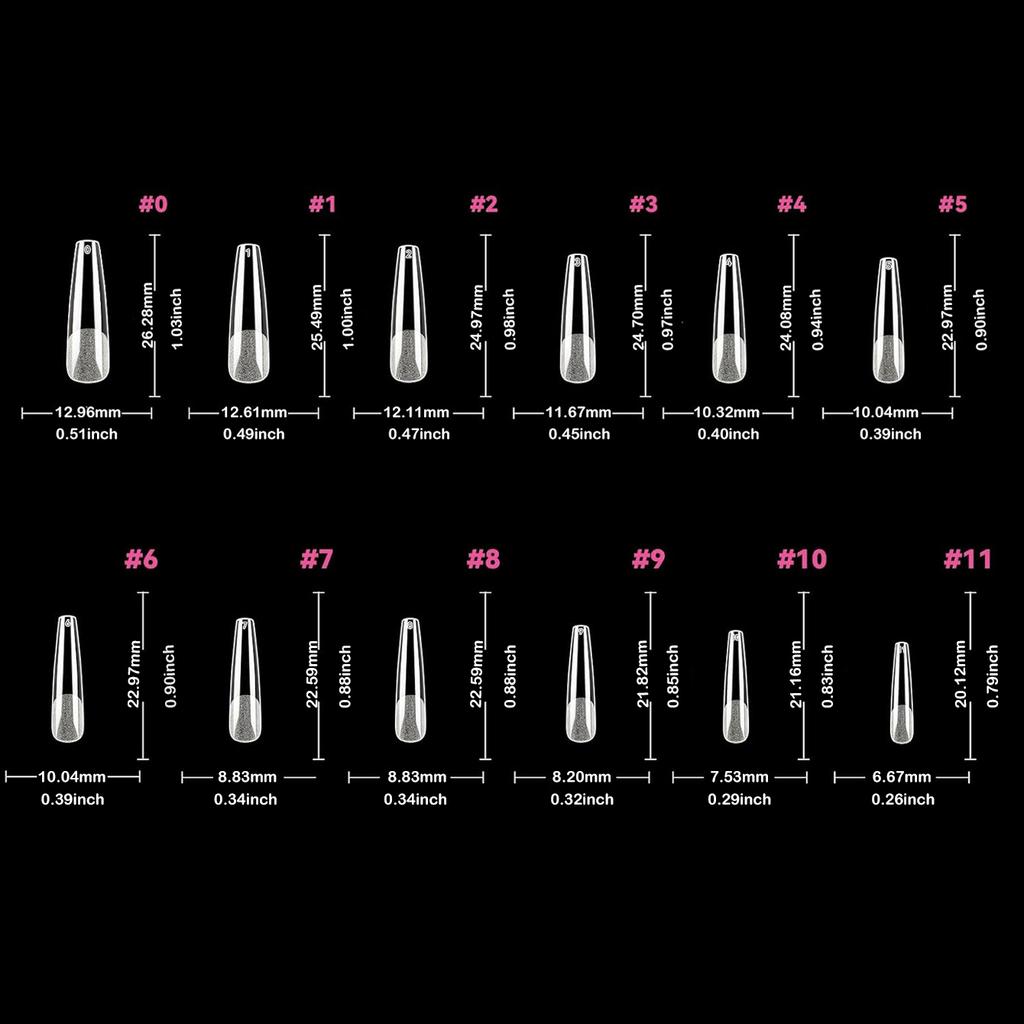 120PCS False Nails Semi-Frosted Clear Coffin Fake Nail Tips Press on Nails Soak Off Full Cover Nail Capsule For Extension