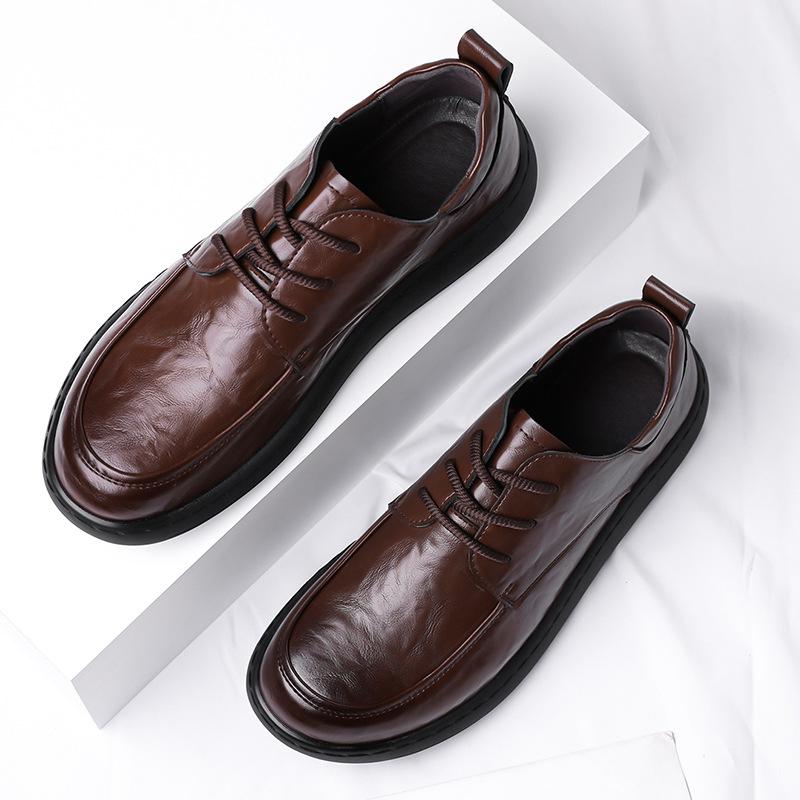 Fashion Big Size Spring New Men's Business Casual Leather Shoes High Quality Soft Soled Shoes for Man Fashion Black Lace Loafers Male