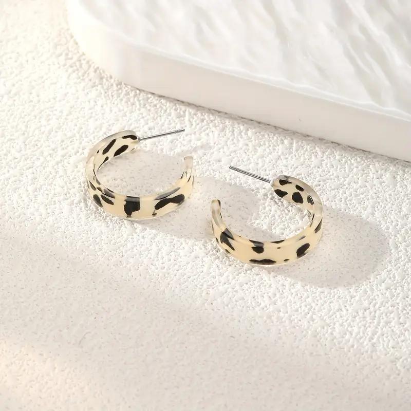 

Шикарные серьги-кольца из смолы в форме буквы С с леопардовым принтом — винтажный стиль бохо для повседневного ношения и вечерних нарядов, серьги в стиле бохо Leopard Print