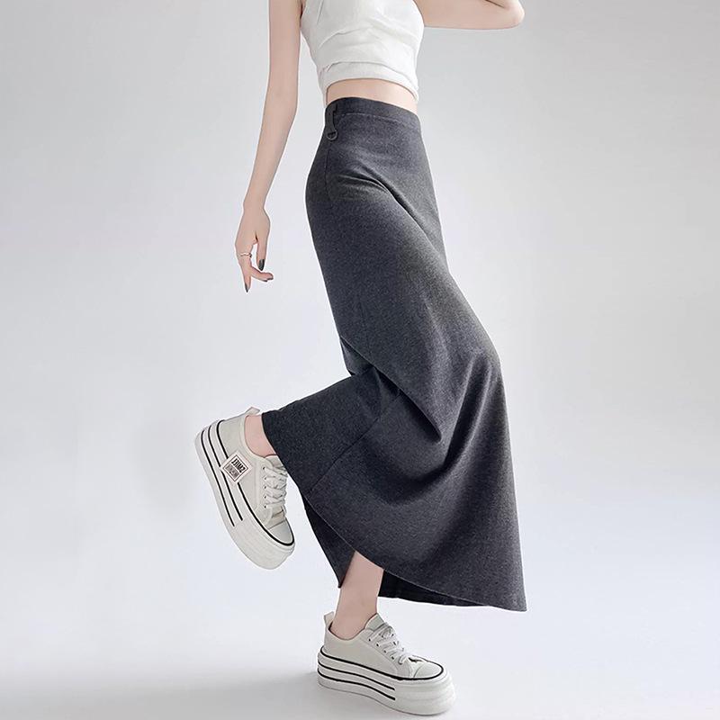 2026 Maternity Flowy A-line High-Waisted Mermaid Midi Skirt for Spring/Summer 2XL