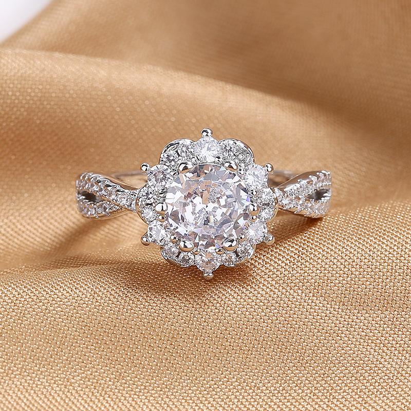 Lindon Classic Copper Alloy Zircon Ring Ladies Jewelry Wedding Promise Party Gift