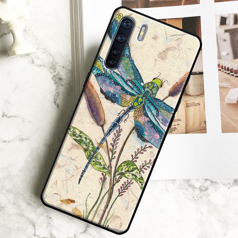 Luxury Dragonfly Case For Oppo A18 A38 A58 A78 A98 A40 A60 A80 A16 A76 A96 A15 A17 A77 A74 A94 A54 A57S Cover