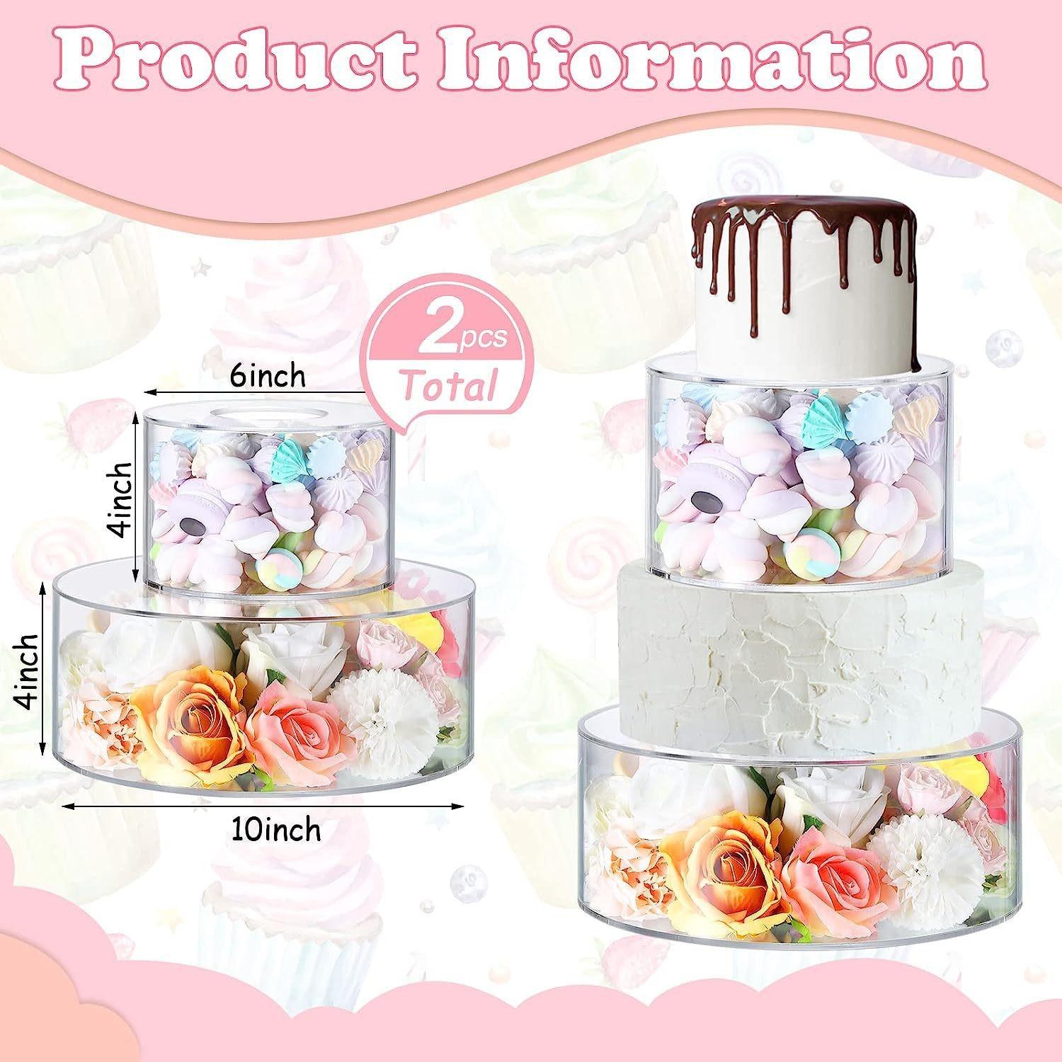 

2/3 Pcs Acrylic Clear Cake Stand for Party Birthday Wedding Holiday Dessert Table Cake Cupcake Pastry Display Stand (6/8/10 in)