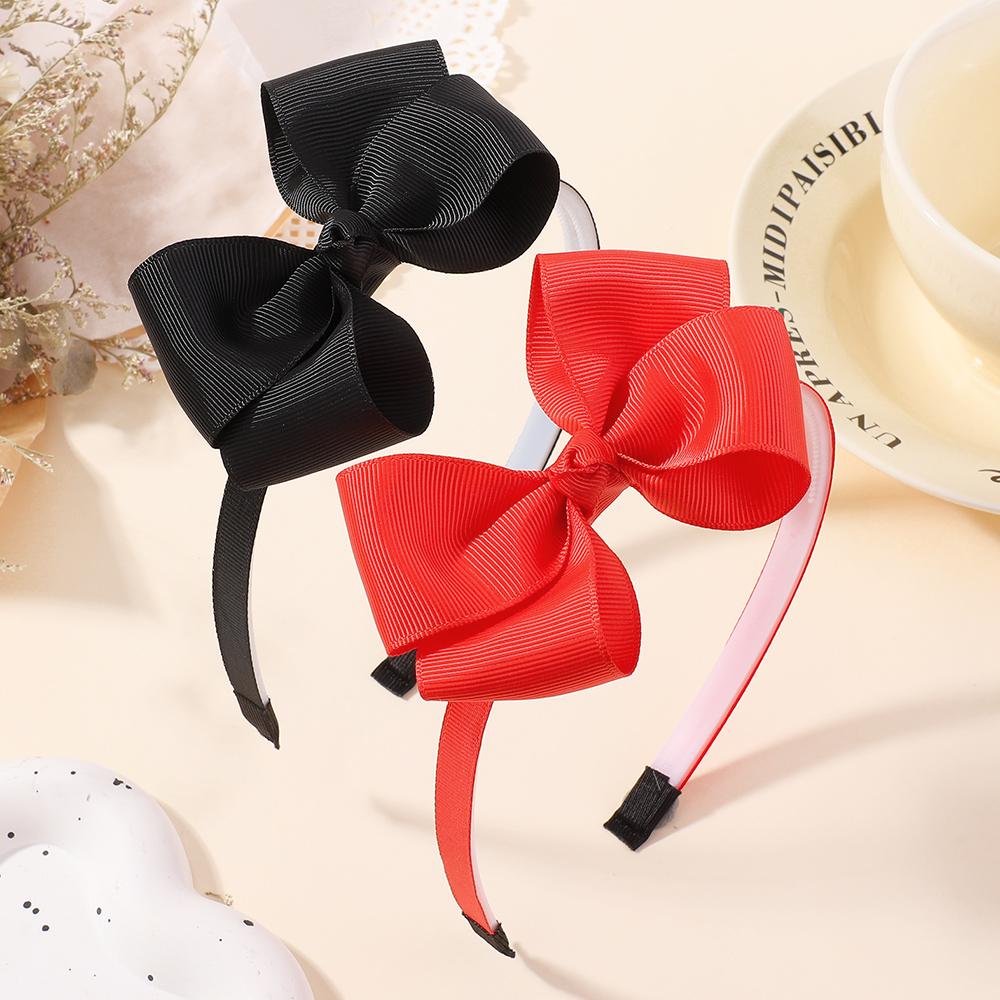 2pcs/set 4.52'' Grosgrain Ribbon Hair Bows Headbands for Women Girls Princess Cute Bowknot Hairbands Headwear Hair Accessories