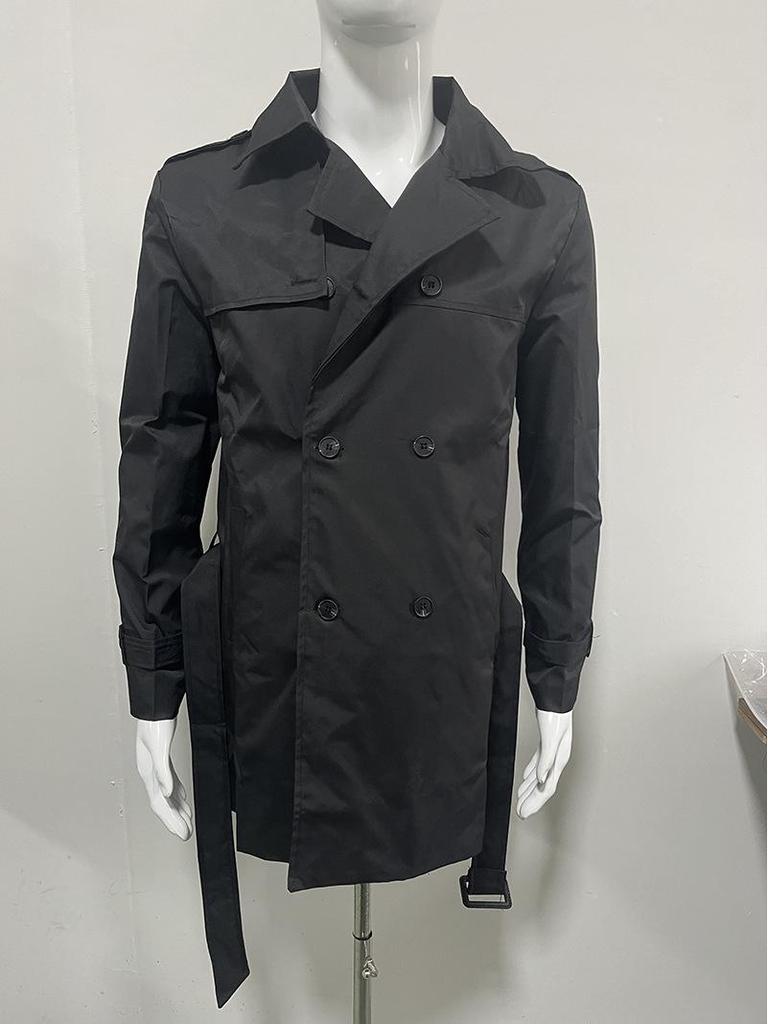 2023 Autumn/Winter Men's Slim Fit Double-Breasted Long-Sleeve Trench Coat In European & American Style