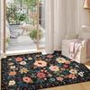 Floral Indoor Washable Door Mat, Non Slip Boho Small Rug for Kitchen, Soft Low Pile, Front Door Throw Rug for Entrance, Bedroom,