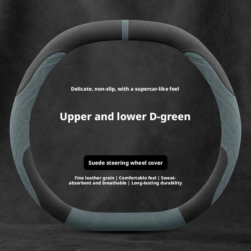 For New BMW 5 Series G60 I5 G60 2024 2025 2026 Suede Car Steering Wheel Cover Ultra-Thin Non-slip Double D Interior Accessories