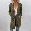 Fuzzy European & American Knitwear: Women's Long Cable Knit Button Cardigan, Autumn/Winter 2023 Edition.
