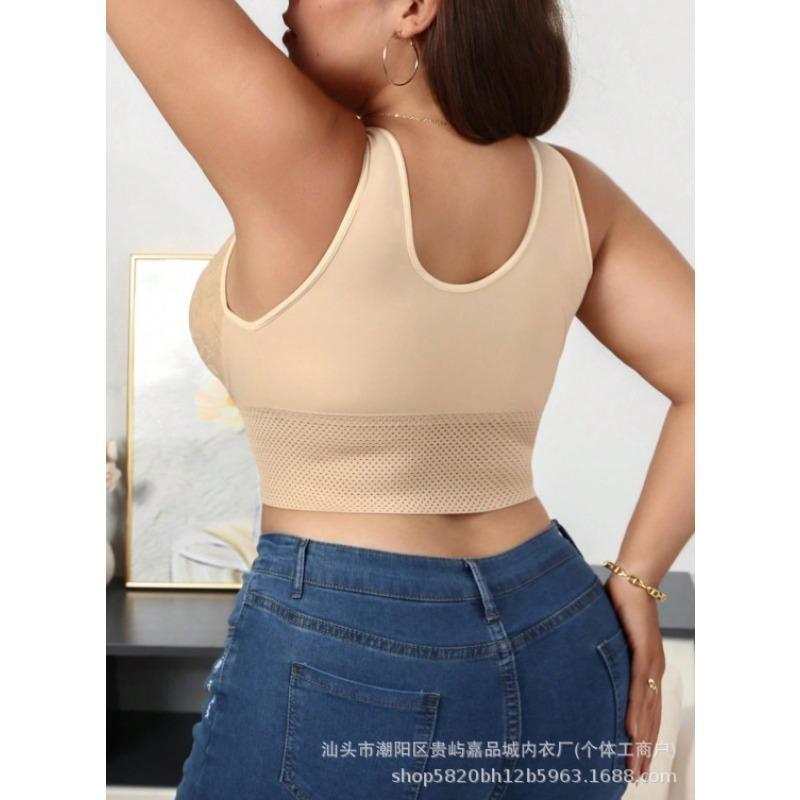 Sutiã Modelador Feminino com Botões Controle de Barriga Puxa-para-Cima Colete Respirável Vazado Sutiã Push-up