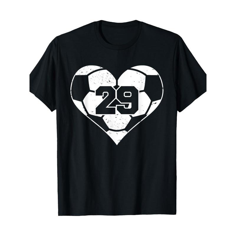 

European sizes Men S Soccer Heart Graphic T-Shirt - Black with White Jersey Design, Casual Round Neck Tee, Breathable & Durable Casual Attire S чёрный
