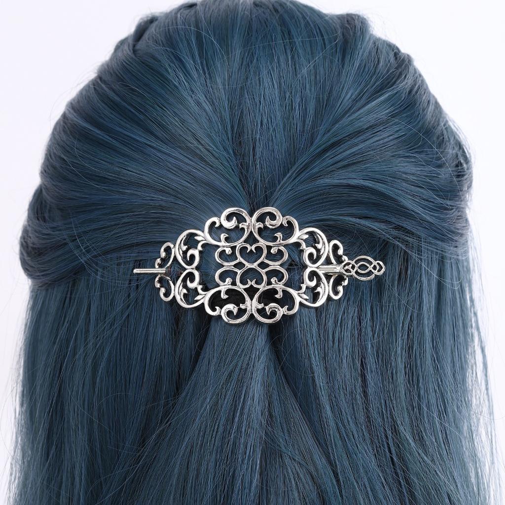 Punk Style Silver Jewelry Scroll Grass Pattern Hairpin Retro Hollow Pattern Design Hairpin Dark Style Dressing Hair Accessory