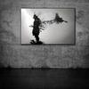 Black and White Japanese Black Samurai Man with Crow Posters and Print Wall Art Canvas Painting for Living Room Cuadros Decor 60 X 40 Cm
