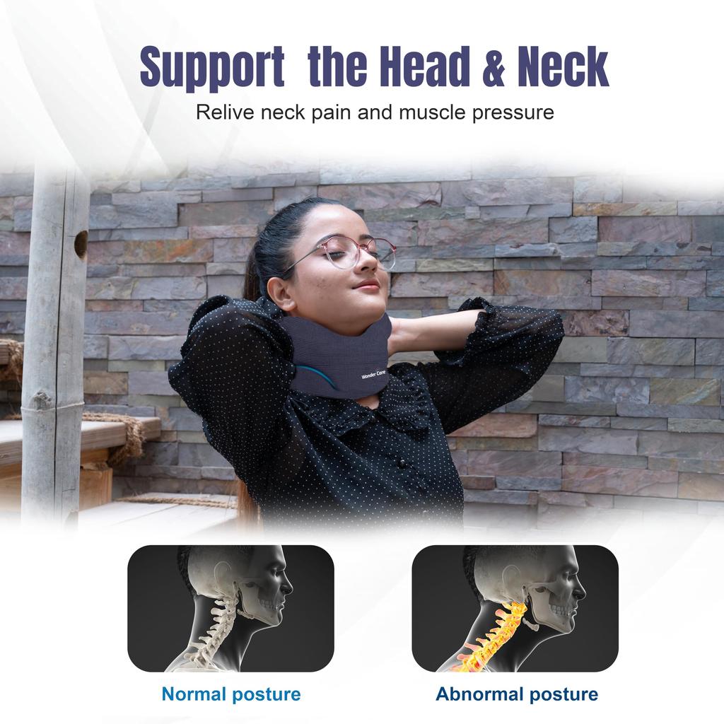 Wonder Care Neck Brace for Sleeping - Cervical Collar Relief Neck Pain and Neck Support Soft Foam Wraps Keep Vertebrae Stable for Relief of Cervi