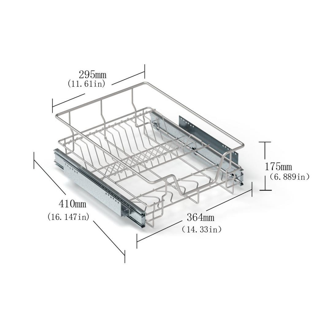 Extendable Kitchen Cabinet Organizer PullOut Drawer Storage Basket under Shelf Double