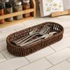 Retro Tableware Storage Basket Minimalist Desk Shelf Baskets Faux Wicker Tray  Kitchen Utensils