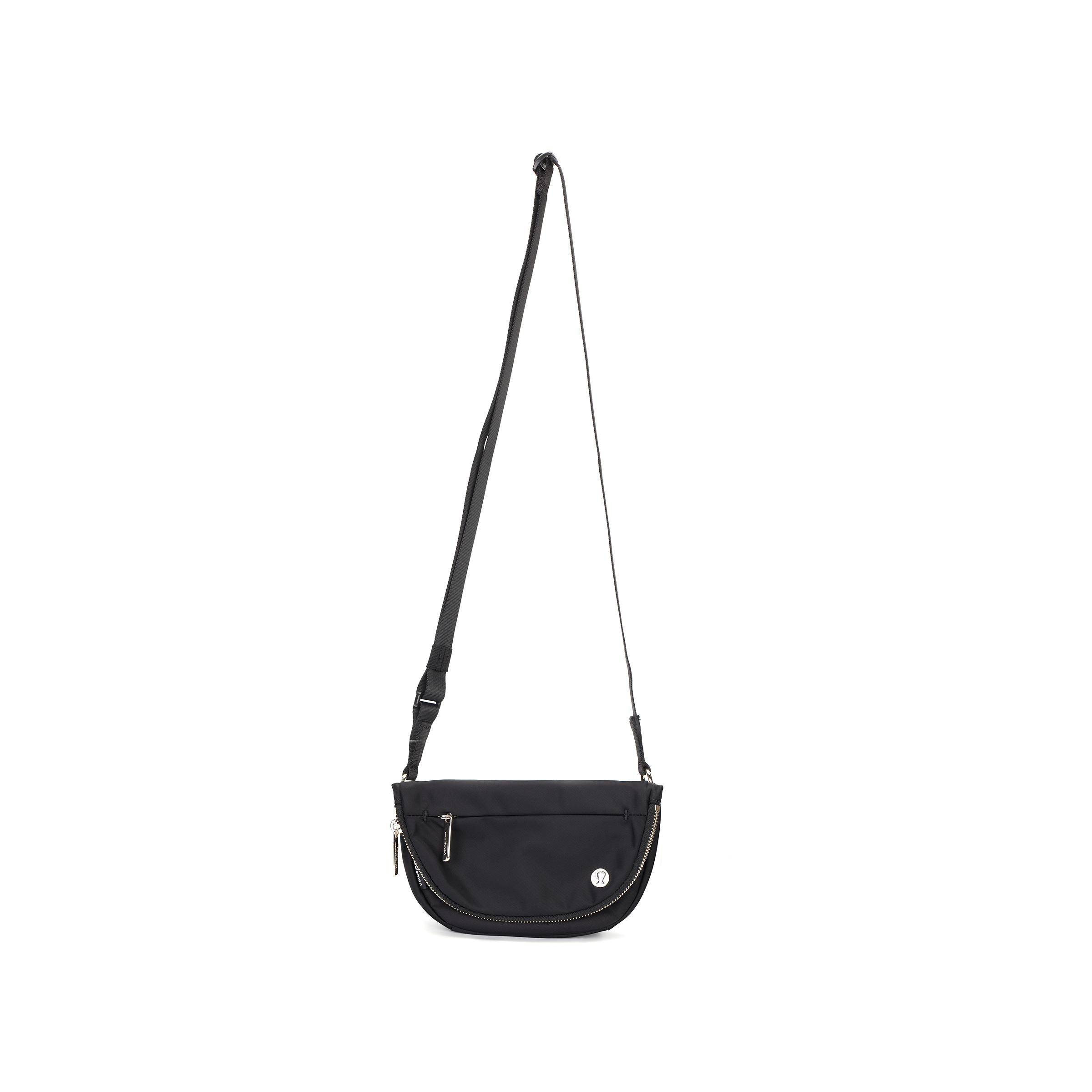 Lululemon Micro 2L External Pocket Zipper Closure Waterproof Fabric Shoulder Crossbody Bag Unisex bags Black Gold LW9ENNS-BLACK-GOLD Black & Gold