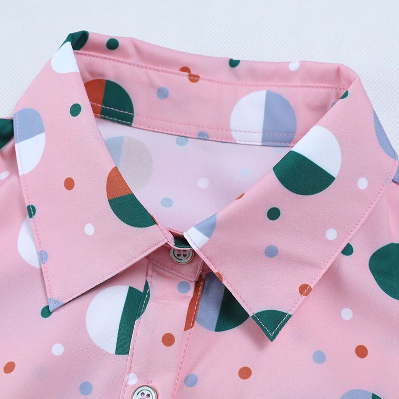 Women Clothing Polka Dot Printed Blouse Commute Long Sleeve Korean Single-breasted  Polo-Neck Fashion Shirt