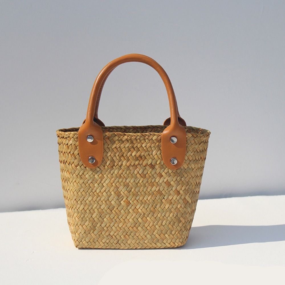 

Large Capacity Straw Woven Bag Fashion Holiday Beach Bag New Hand-woven Hand Bag Women коричневий