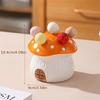 1pc Mushroom Shaped Ceramic Snack Container Set,Stainless Steel Fruit Forks,Detachable Lid, Easy Clean Smooth Edged Design for Fruits/Desserts