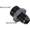 6AN Male Flare to 8AN ORB O-ring Boss Fuel Pump Rail Adapter Fitting Aluminum Black, Pack of 2