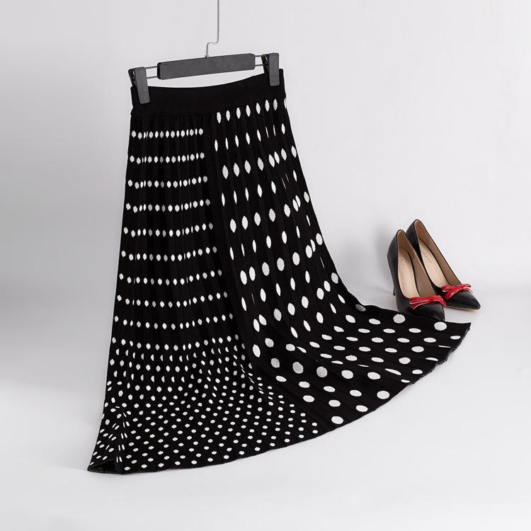 

Женская вязаная юбка в горошек с высокой талией, темпераментная прямая юбка-труба средней длины, юбка А-силуэта 3XL