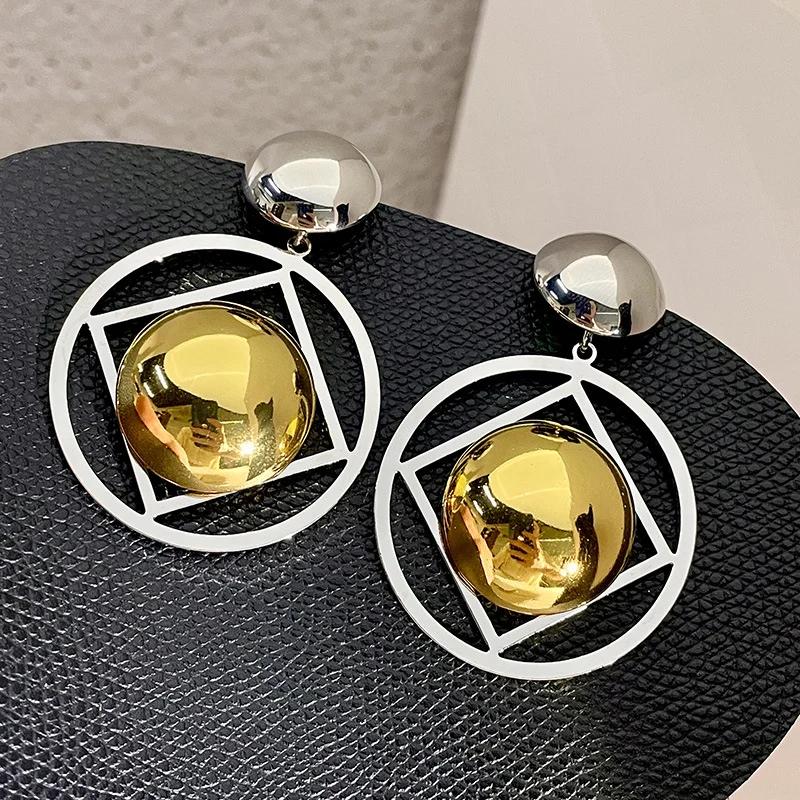 

Fashion Zircon Vintage Temperament Splicing Color Geometric Earrings For Women 2025 Trend New Exaggerative Accessories