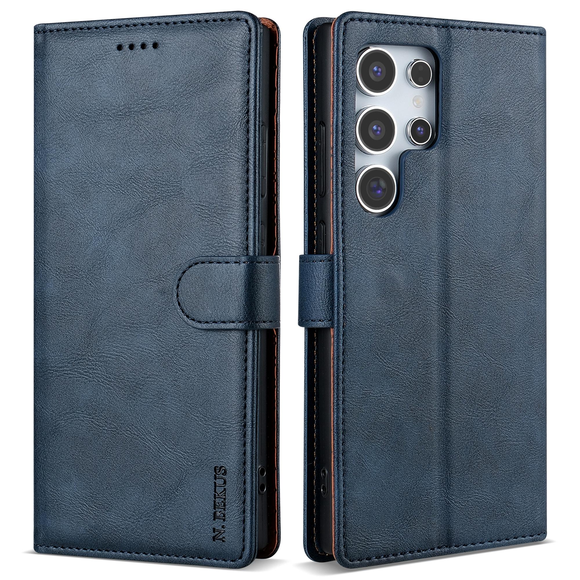 

For Samsung Galaxy S24 Ultra Case Wallet Card Slots Phone Leather Cover Blue