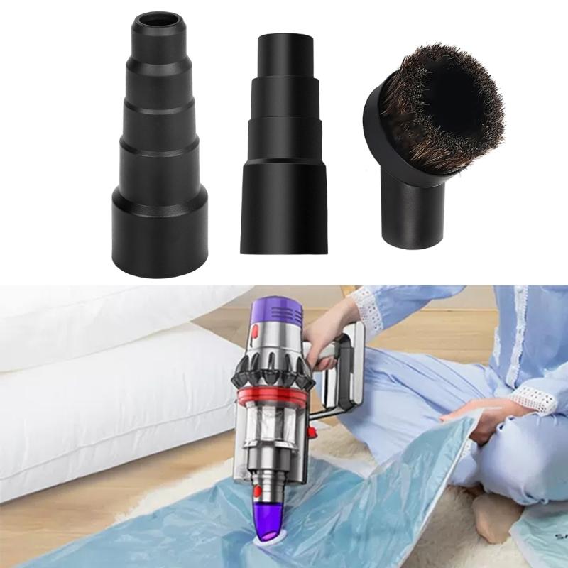 3.6cm/2.5cm Universal Long Horse Hair Round Brush Vacuum Cleaner Brush Crevice Attachment With Converting Adapter