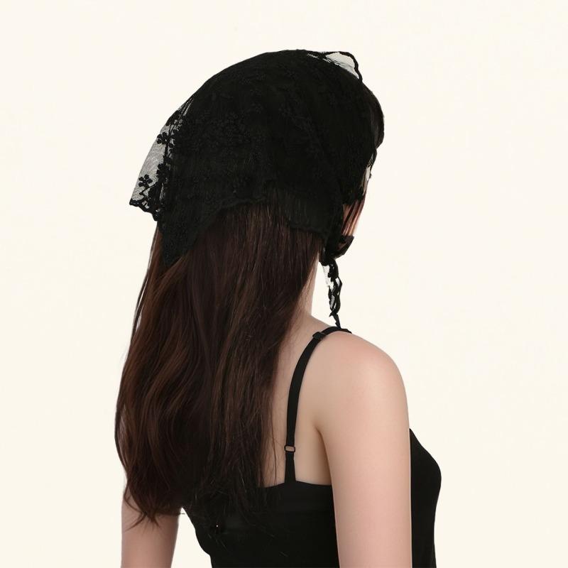 Lace retro floral versatile triangle towel women's spring and summer new high-end fashion headband headscarf
