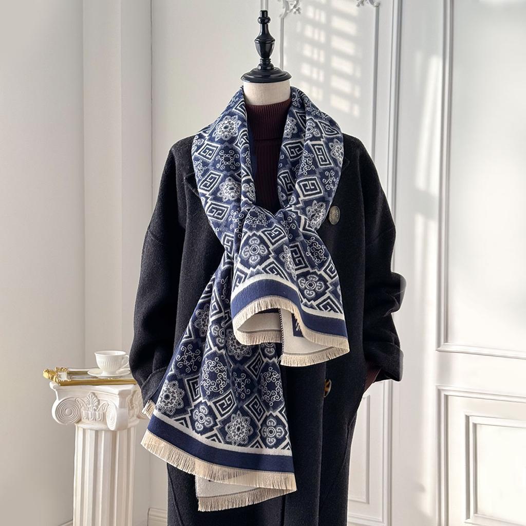 New Brand Women's Fashion Printed Scarf Imitation Cashmere Soft Warm Pashmina Shawl Winter Coldproof Windproof Blanket