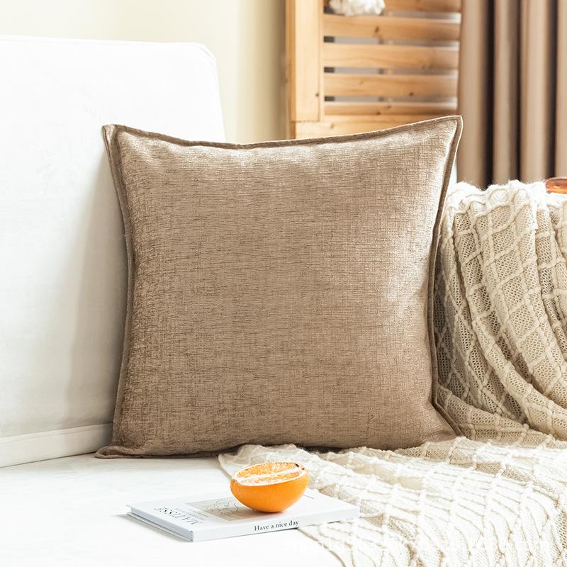 Japanese Solid Color Chenille Pillow Living Room Sofa Cushion Cover Bedside Cushion Back Bedside Large Size Pillow Quality