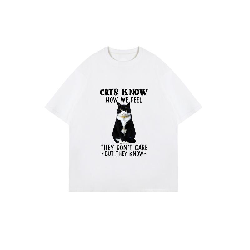 Oversized T Shirt Black Cats Know How We Feel They Don't Care But They Know Graphic Print For Casual Wear And Everyday Style