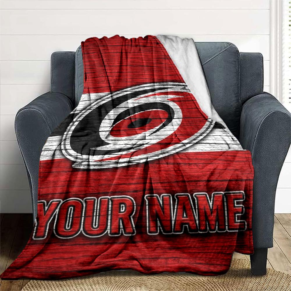 Name Custom Carolina Hurricanes Print Flannel Blanket High Quality Warm Comfortable Cover for All Seasons Perfect for Gifts Home Decor