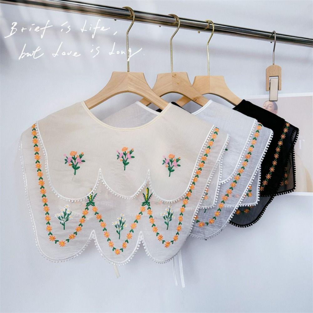 Cape Lace Blouse False Collars Embroidery Small Shawl Sweet Flower Scarves Scarf Accessories