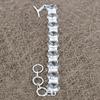 White Topaz Gemstone Handmade 925 Sterling Silver Bracelet 7-8" KKG-152