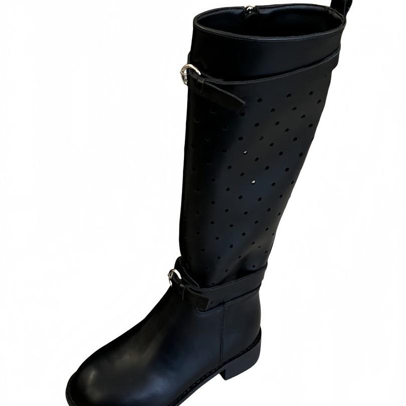 Inner heightening belt buckle hollow toe cool boots women's outer wear 2025 new retro casual open-toe sleeve boots