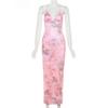 Elegantné Butterfly Women Maxi Šaty Úzke šaty s potlačou Šaty na chrbte Popruhy V Neck Ohlávka Bodycon Hot Girls Club Párty Vestidos Párty šaty Y2k Šaty Župan